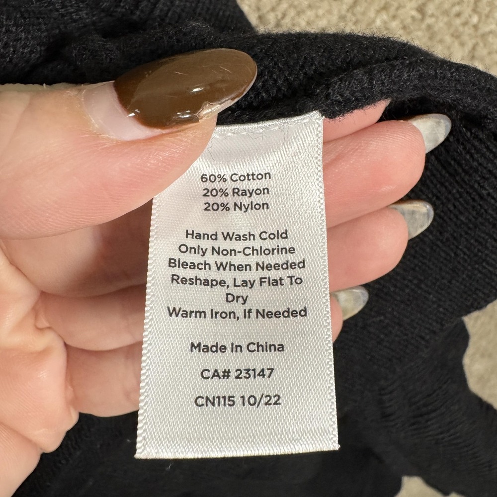 Talbots Sweater Vest Womens Large Black Open Front Draped Waterfall Knit - Picture 6 of 8